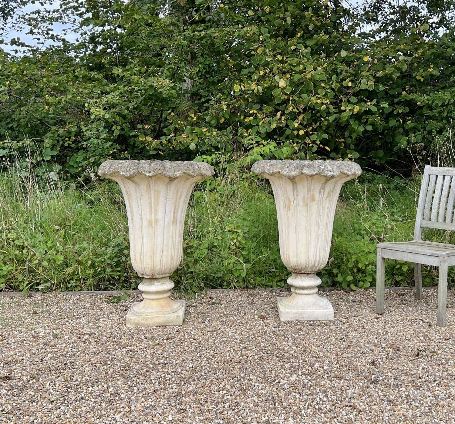Pair of Large Fluted Vases
