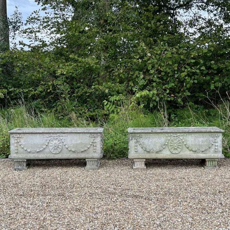 Large Patinated Adams Troughs