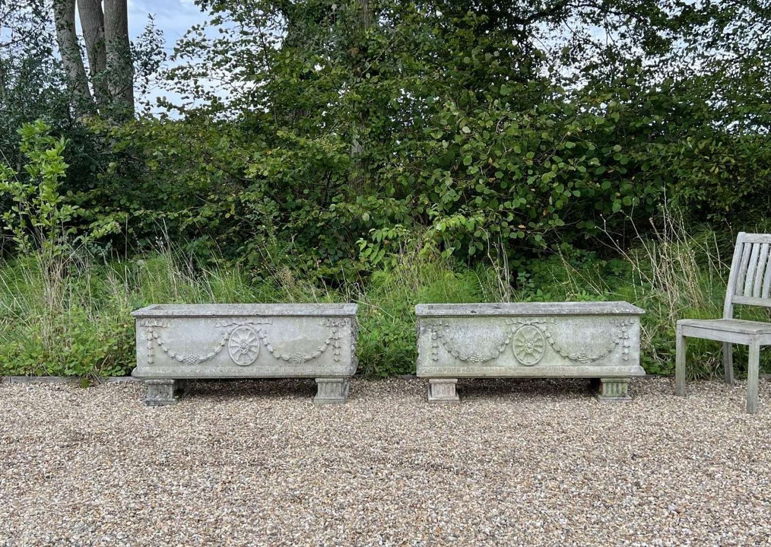 Large Patinated Adams Troughs