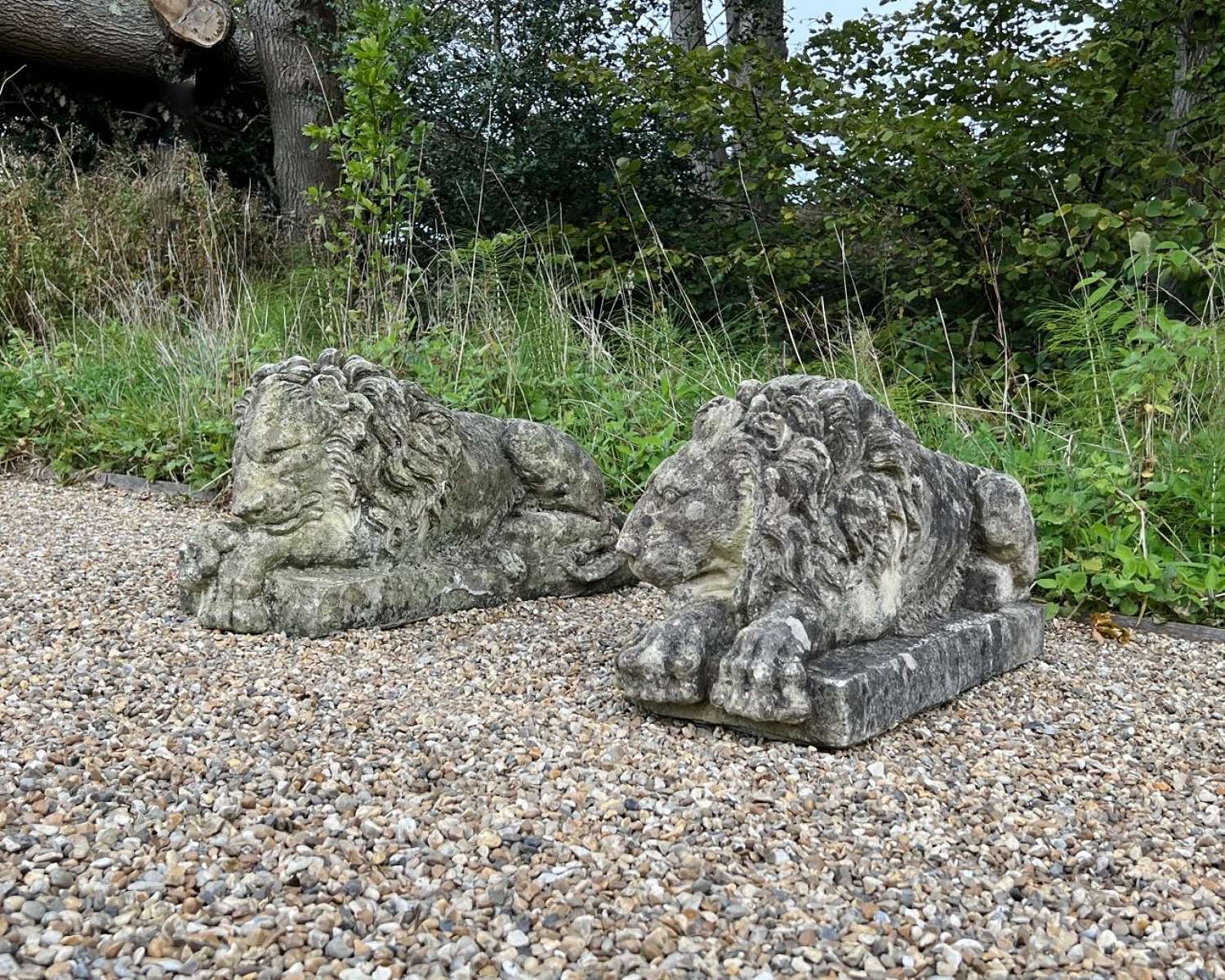 Pair of Patinated Canova Lions