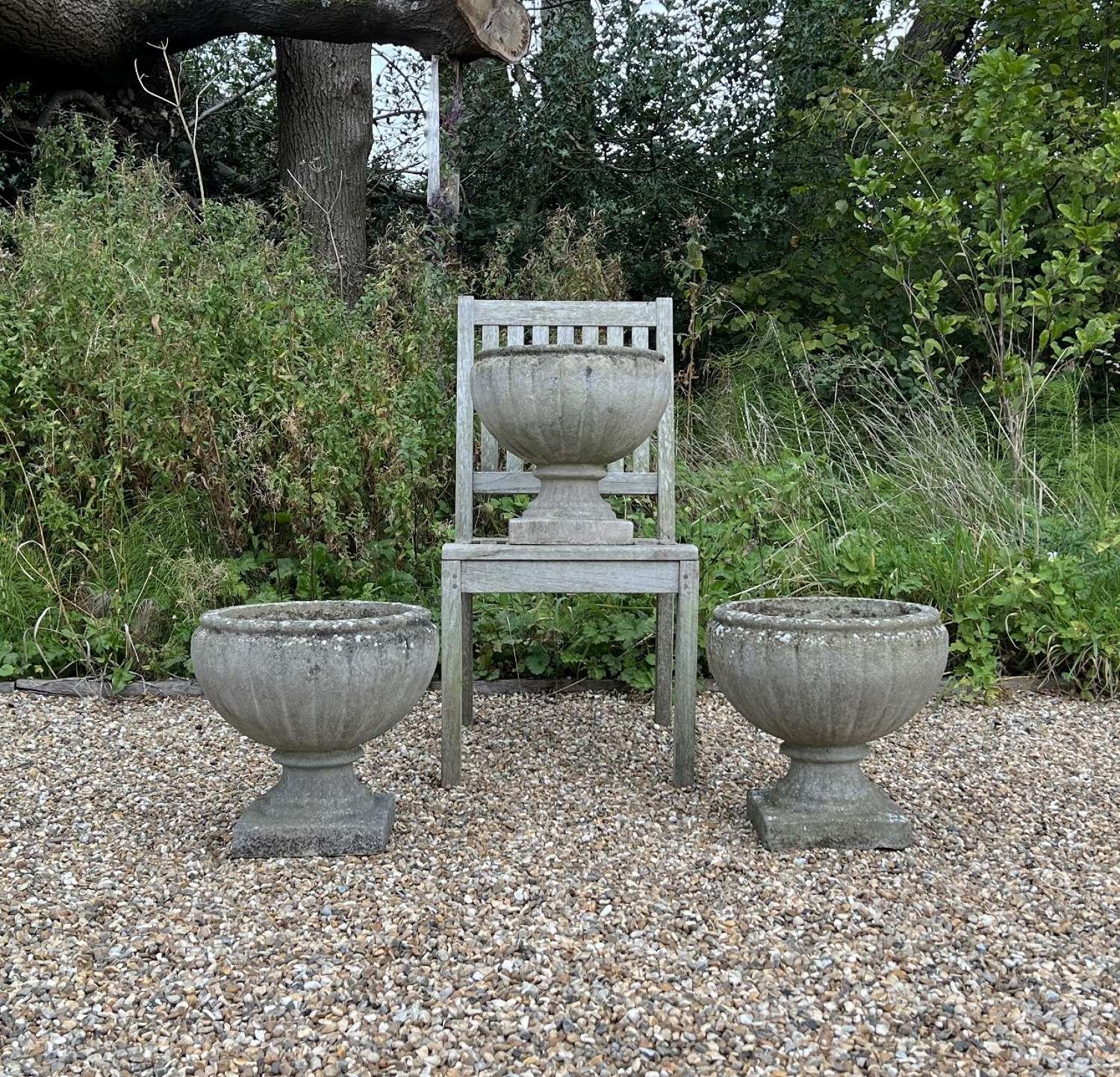 Patinated Melon Urns