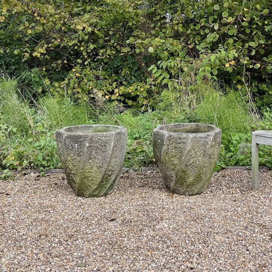 Pair of Faux Stone Planters