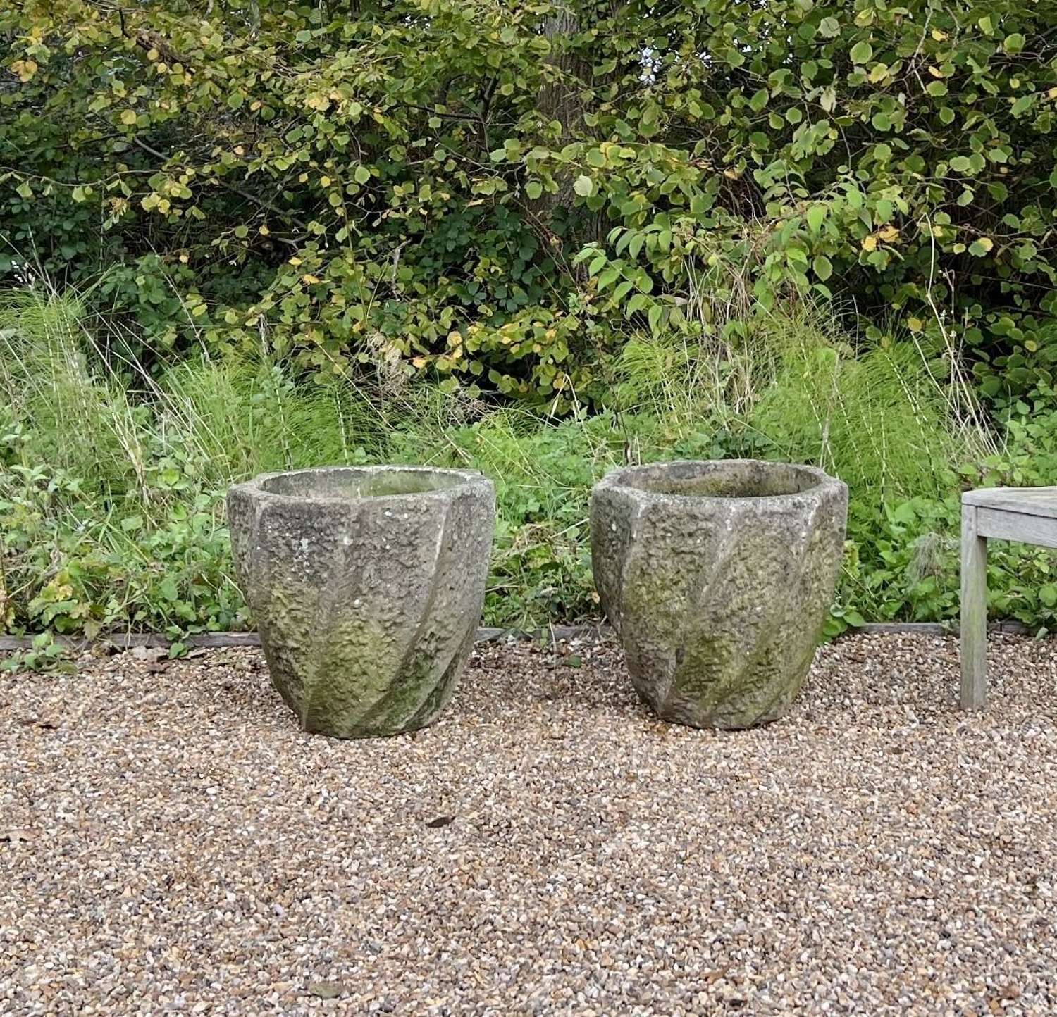 Pair of Faux Stone Planters