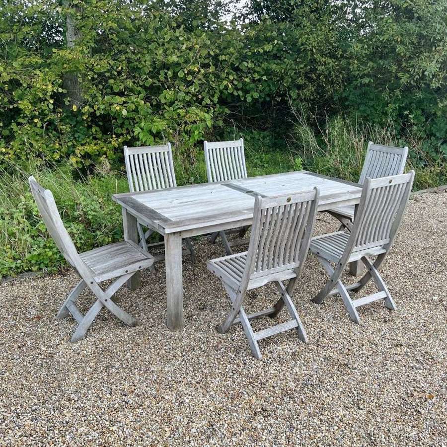 Pacific Teak Seating Set with 6 Folding Chairs