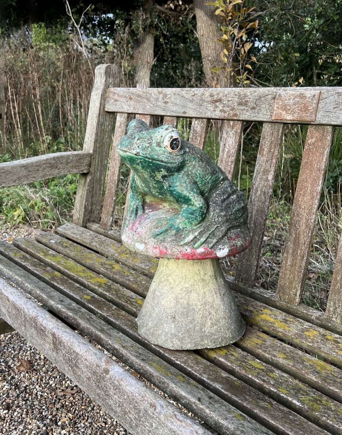 Large Mid-Century Frog on Toadstool