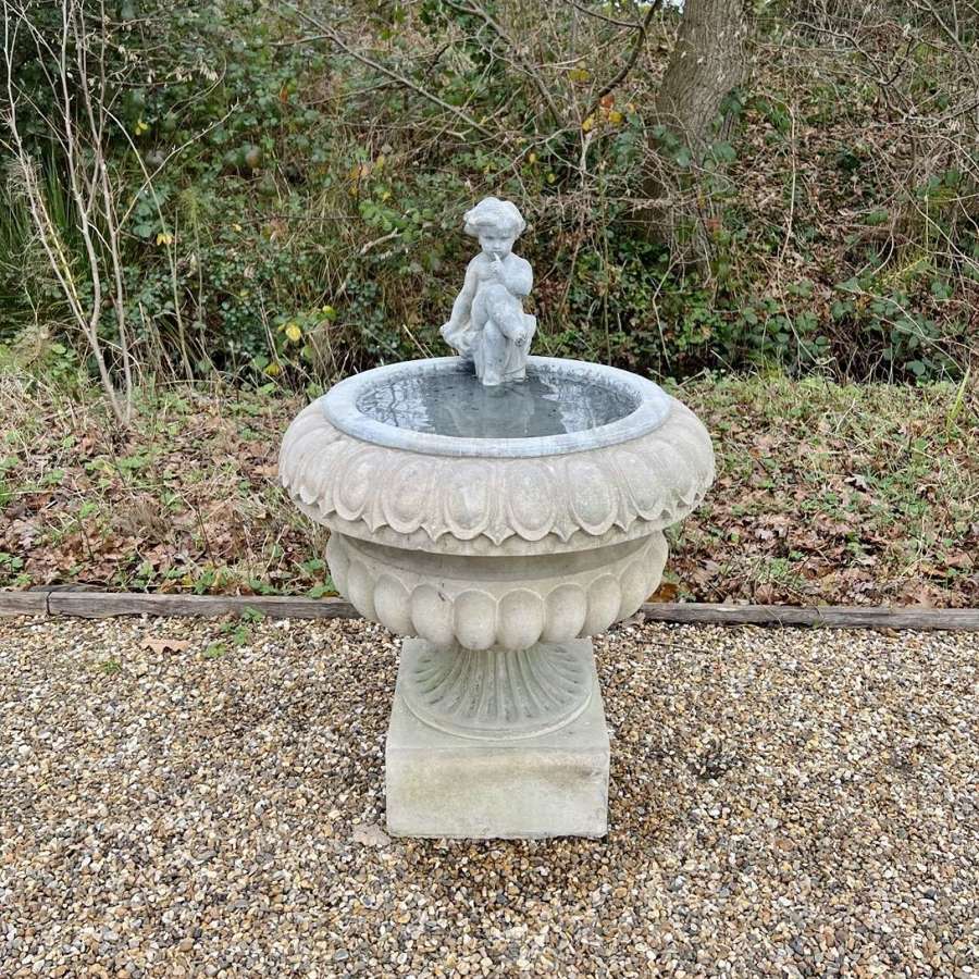 Large Carved Stone and Lead Bird Bath
