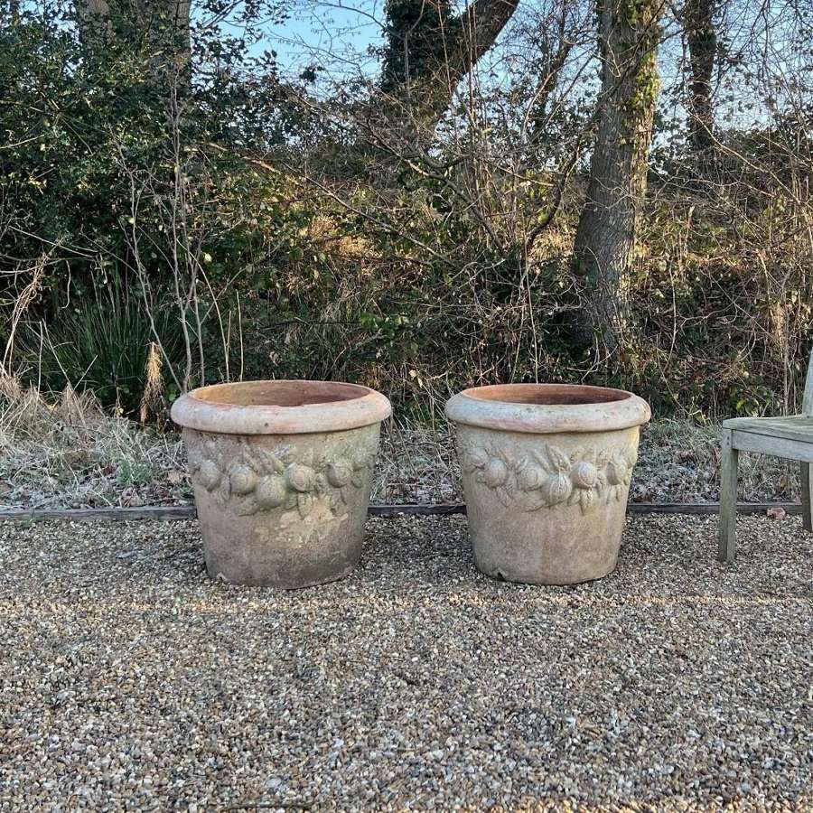 Pair of Large Terracotta Pomegranate Planters