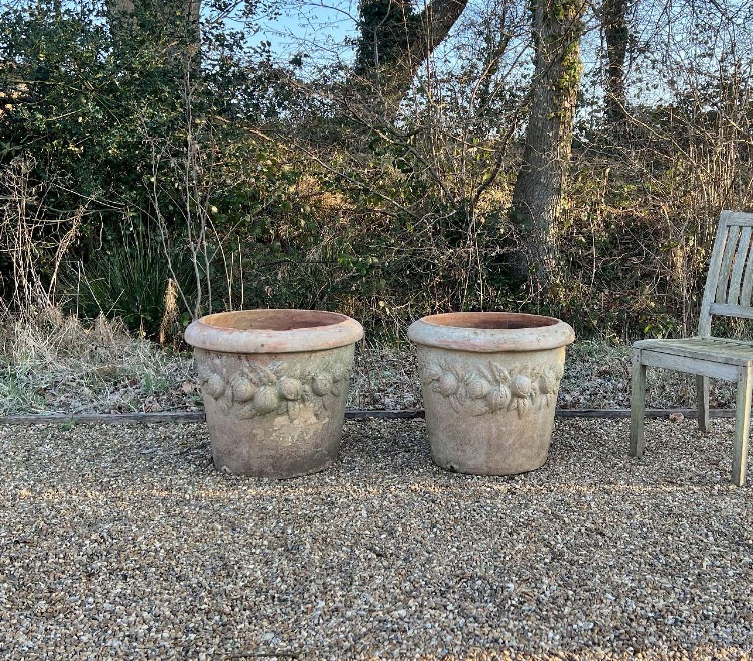 Pair of Large Terracotta Pomegranate Planters