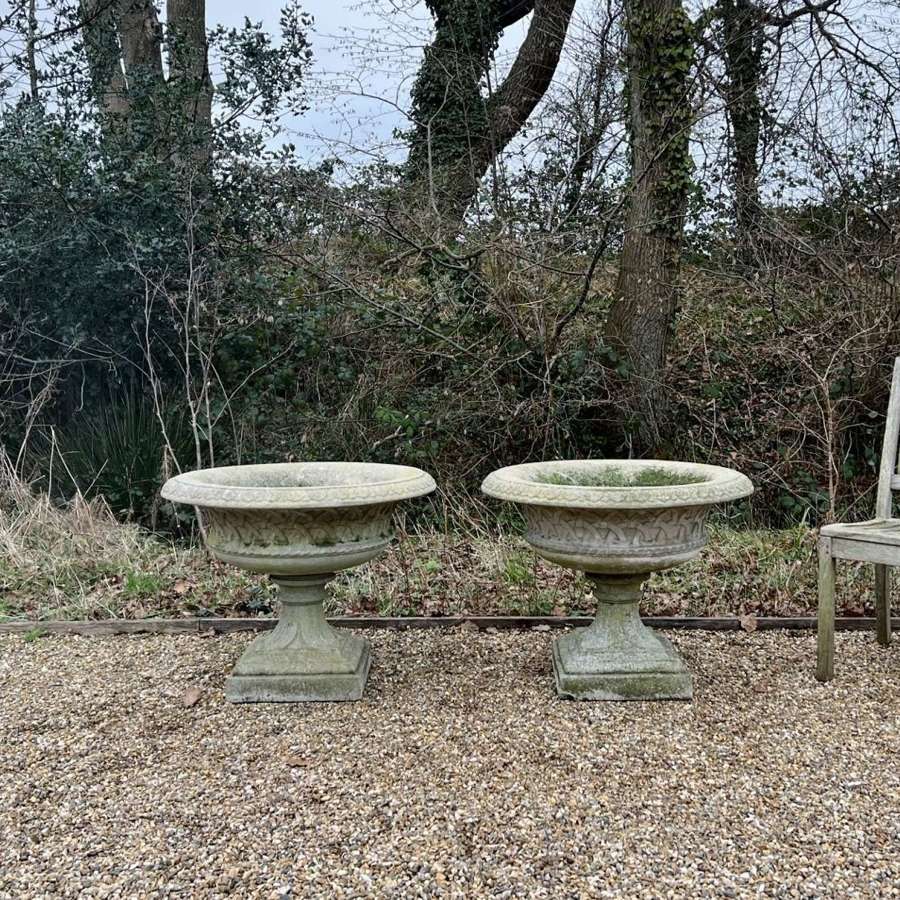 Pair of Large Weathered Eastwell Urns