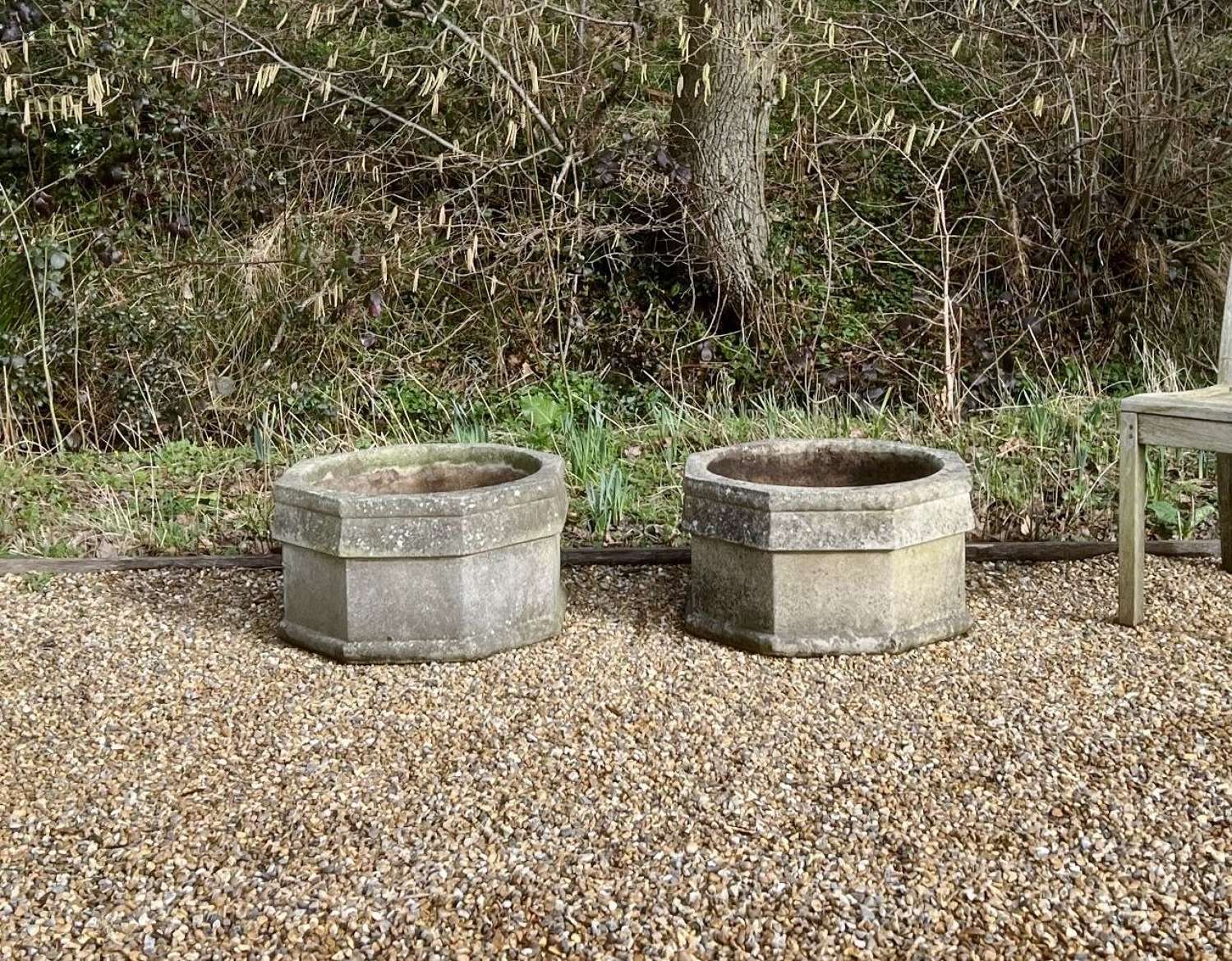 Pair of Weathered Octagonal Planters