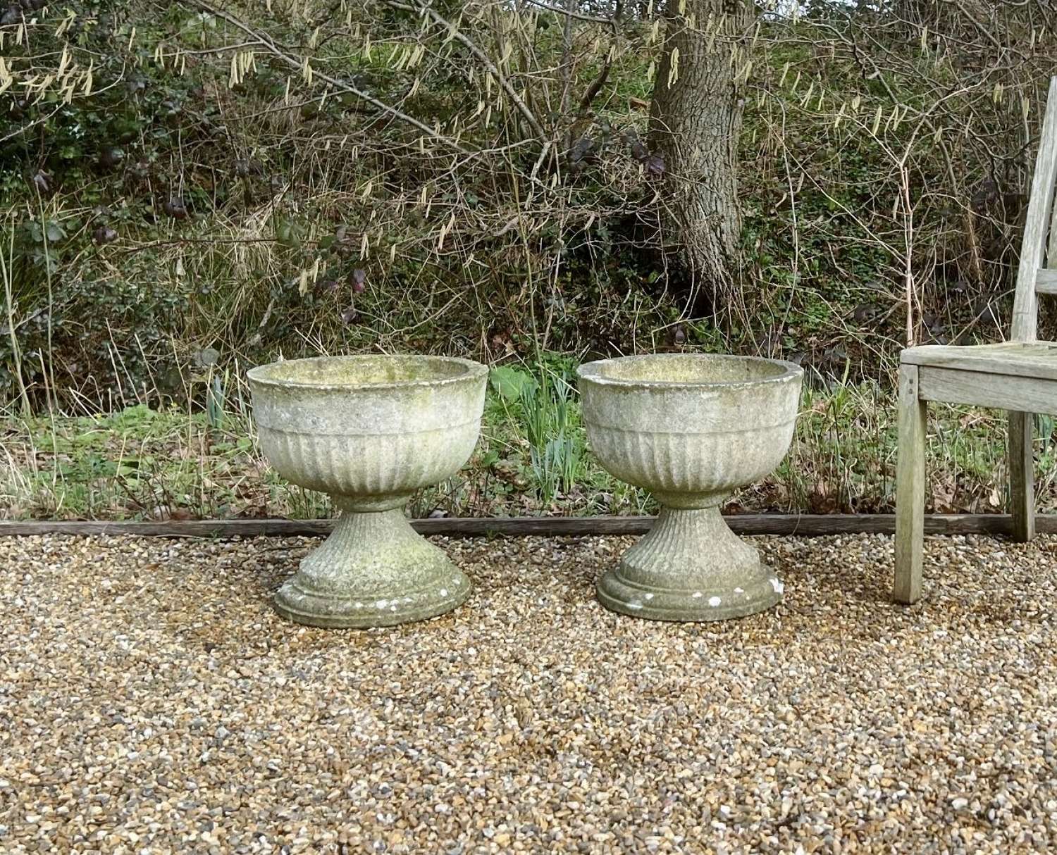 Pair of Fluted Eggcup Urns