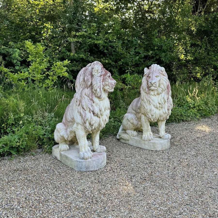 Pair of Monumental Lions