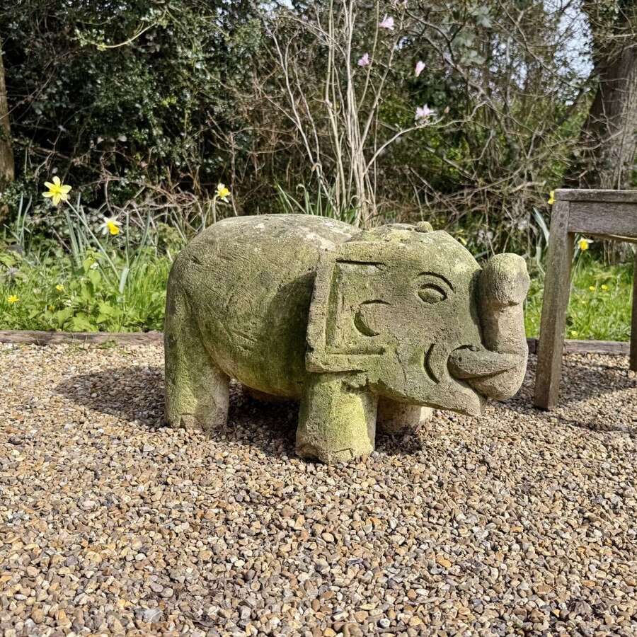 Large Carved Stone Elephant