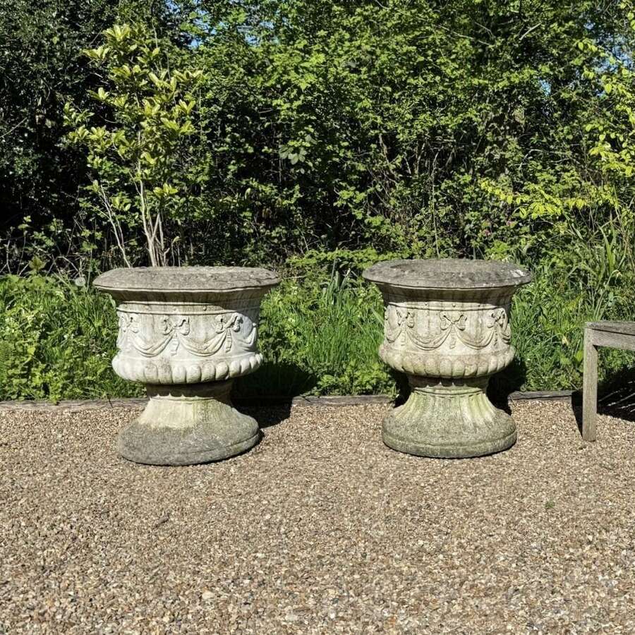 Pair of Large Ribbon Urns
