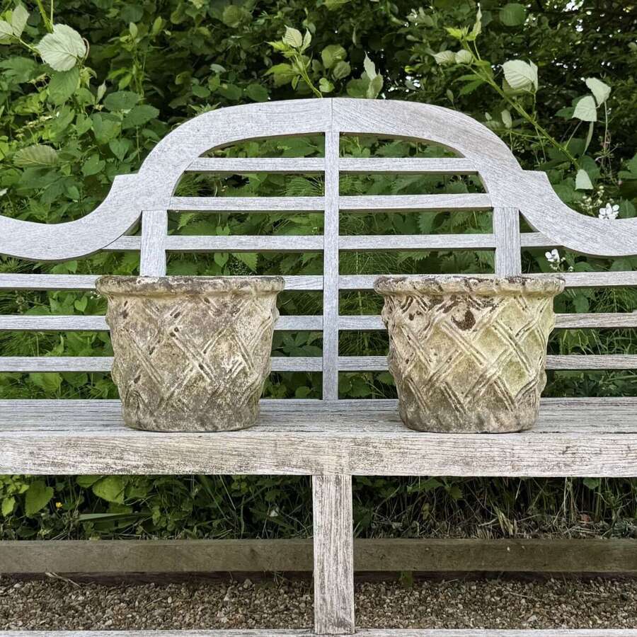 Pair of Patinated Lattice Planters