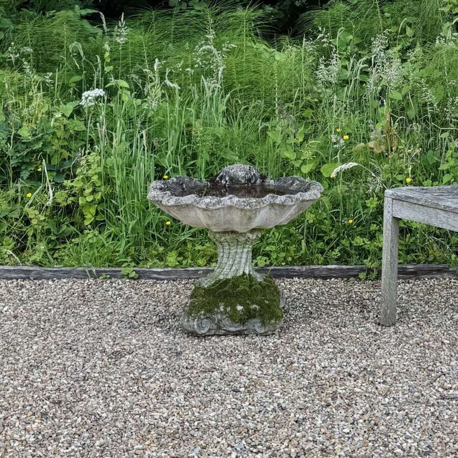 Mossy Shell Bird Bath
