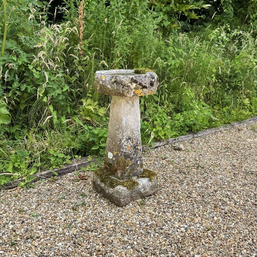 Patinated Limestone Bird Bath