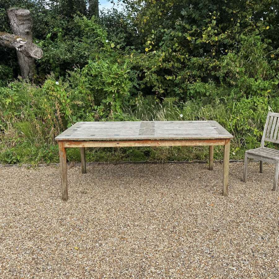 Teak Table with Slate Inserts