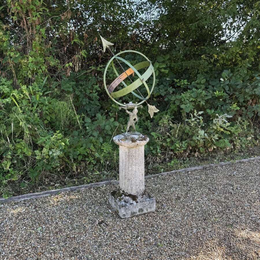 Mid-Century Armillary on Weathered Column