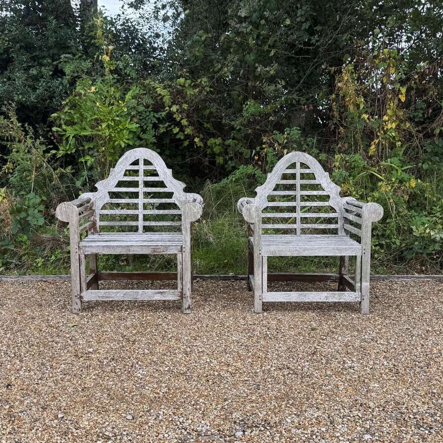Pair of Weathered Lutyen Chairs