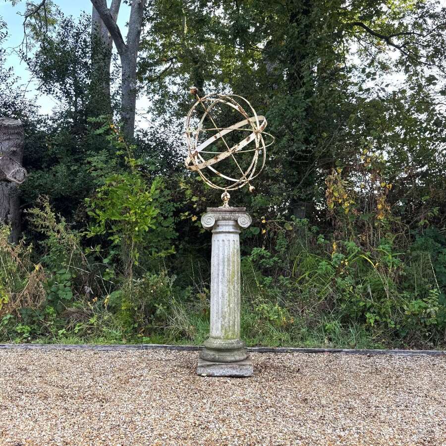 Large Iron Armillary on Scroll Column