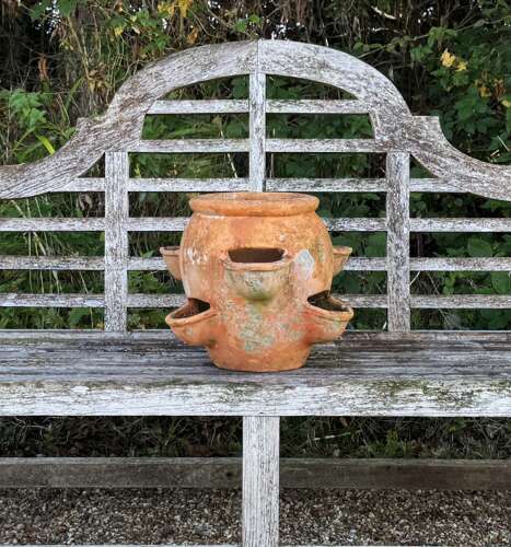 Small Patinated Strawberry or Herb Planter
