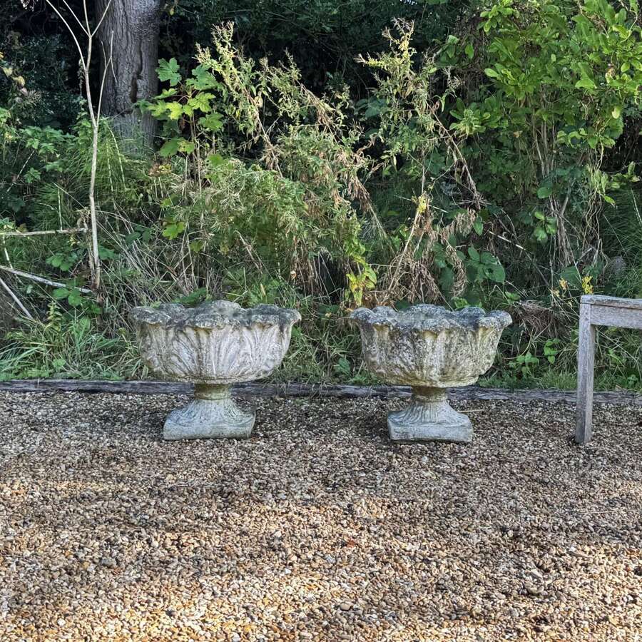 Pair of Patinated Acanthus Planters