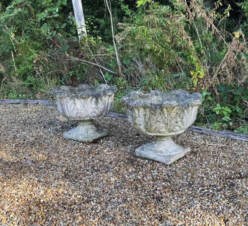 Pair of Patinated Acanthus Planters
